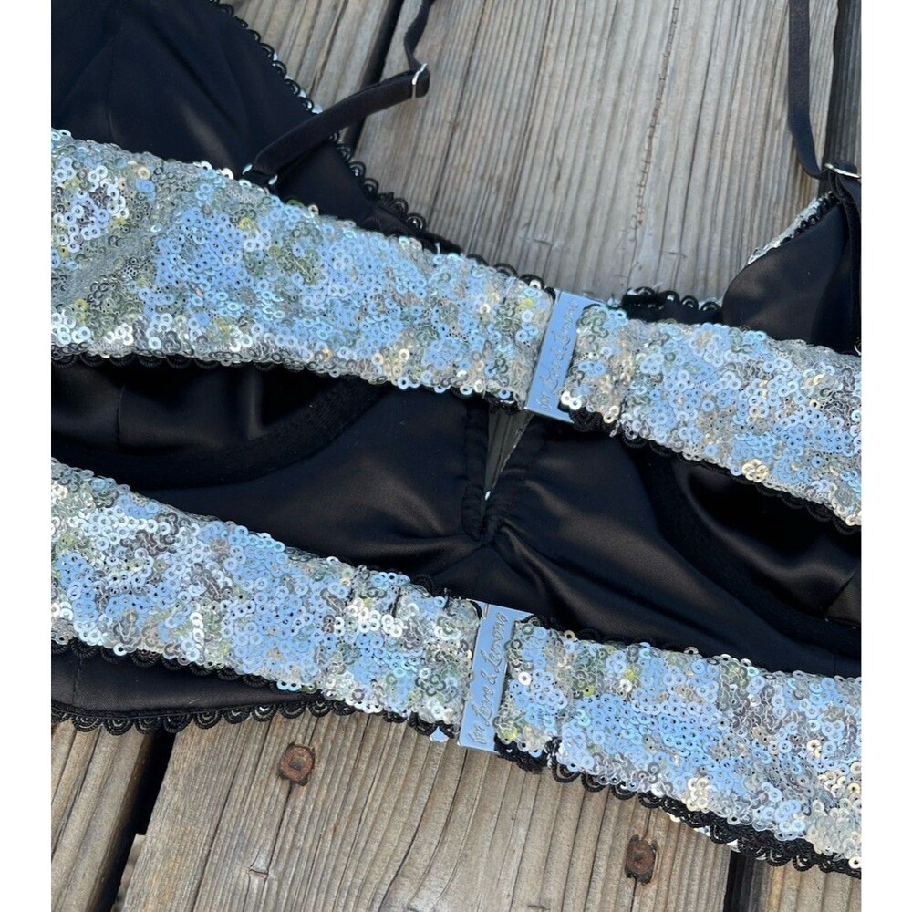 For Love & Lemons Women's L Sequin Underwire Bustier & High Waist Panty Set - Picture 11 of 13